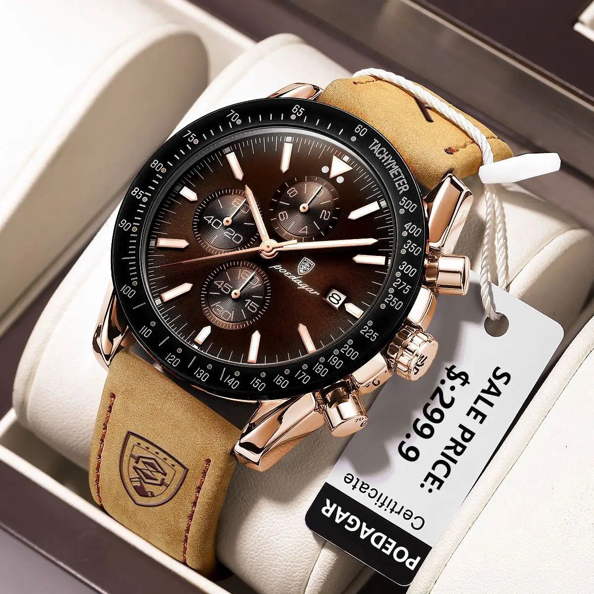 Multi functional waterproof night light men's watch quartz watch
