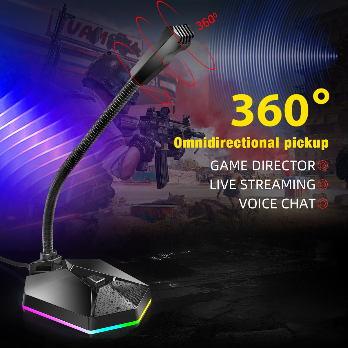 New microphone RGB luminous bendable USB