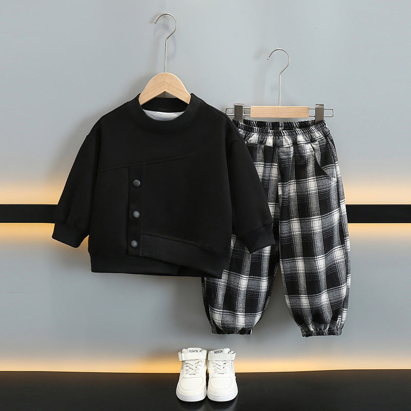 Boys Spring Autumn Casual Sweatshirt Set Two...