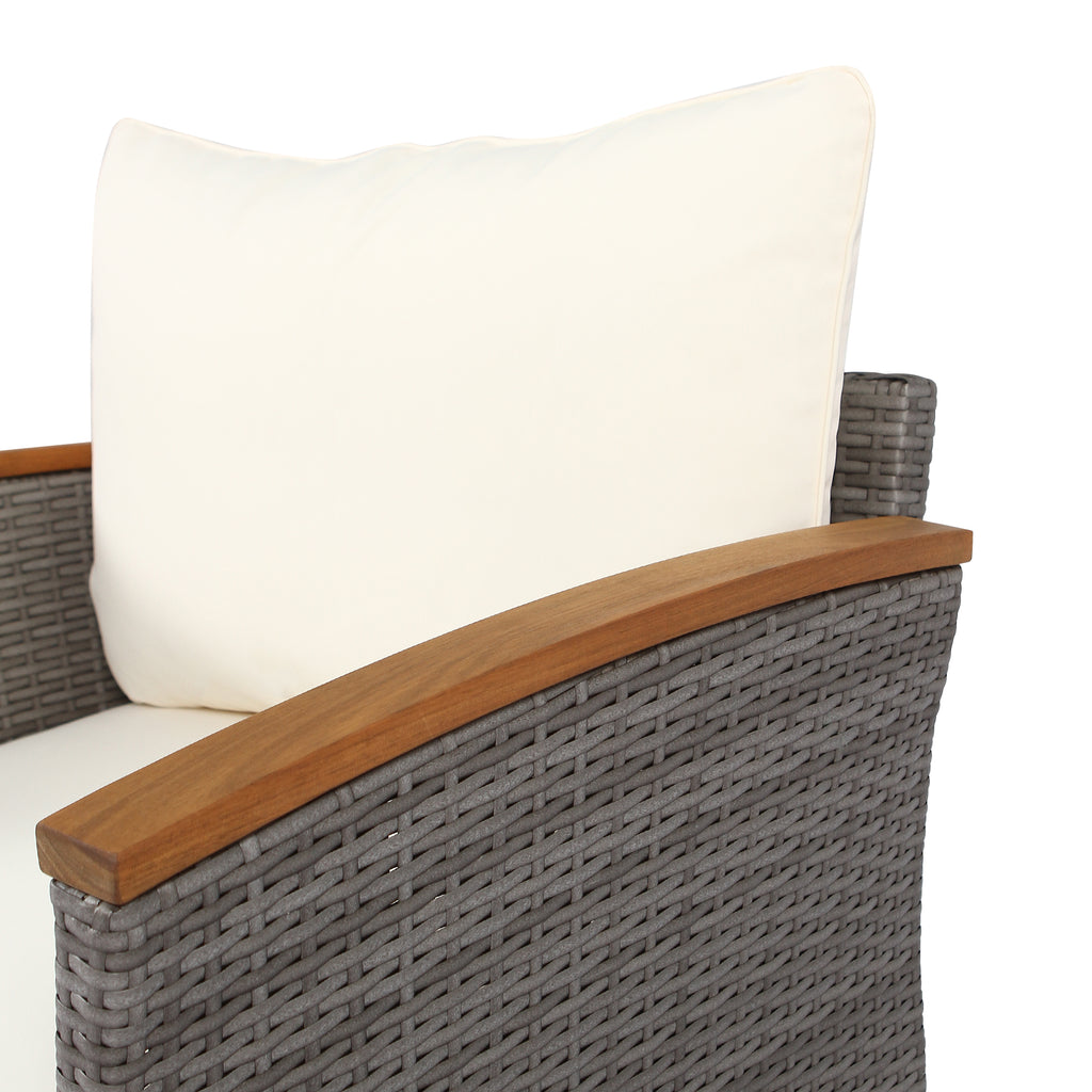 9-piece Patio rattan furniture set with Acacia...