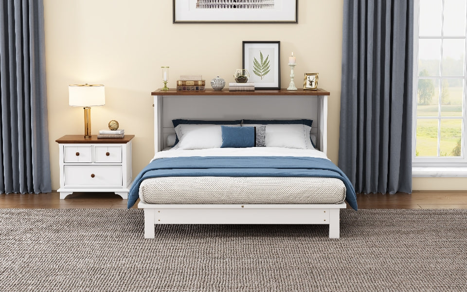 Solid Pine Murphy Bed Chest with Charging...