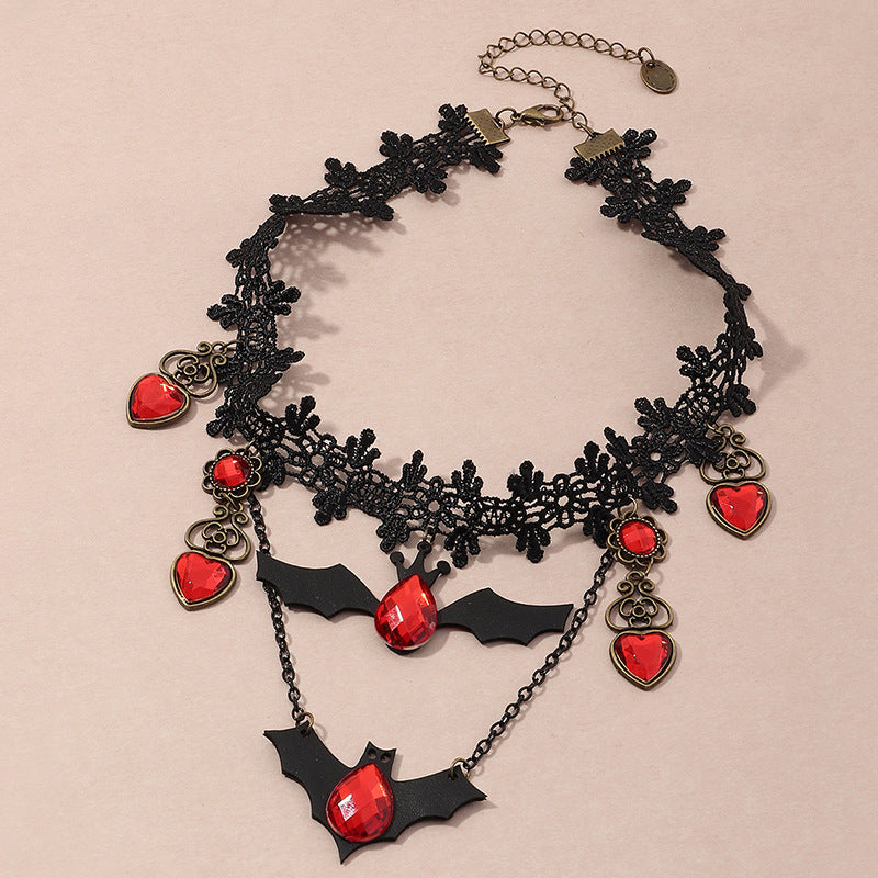 Halloween Bat Lace Necklace