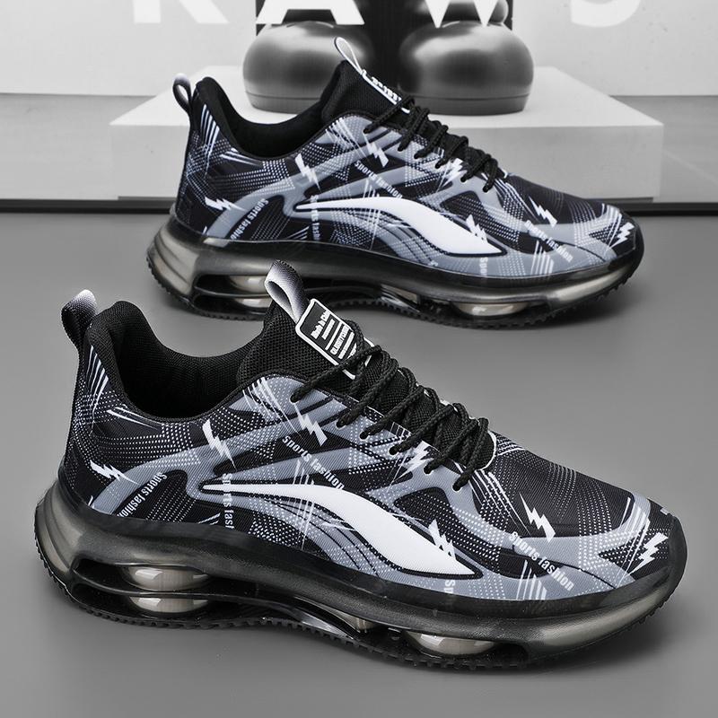 Men's Breathable Casual Running Height-Increasing Air Cushion Shock-Absorbing Leather Dad Sneakers