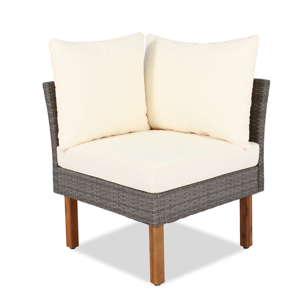 9-piece Patio rattan furniture set with Acacia...