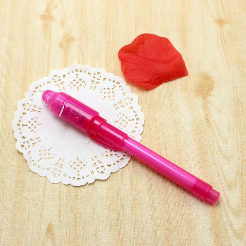 2 in 1 Luminous Light Invisible Ink Pen UV Check Money Kids Drawing Secret Learning Educational Magic Pens