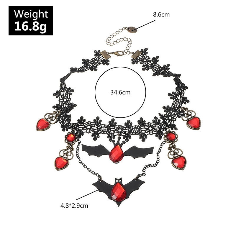 Halloween Bat Lace Necklace