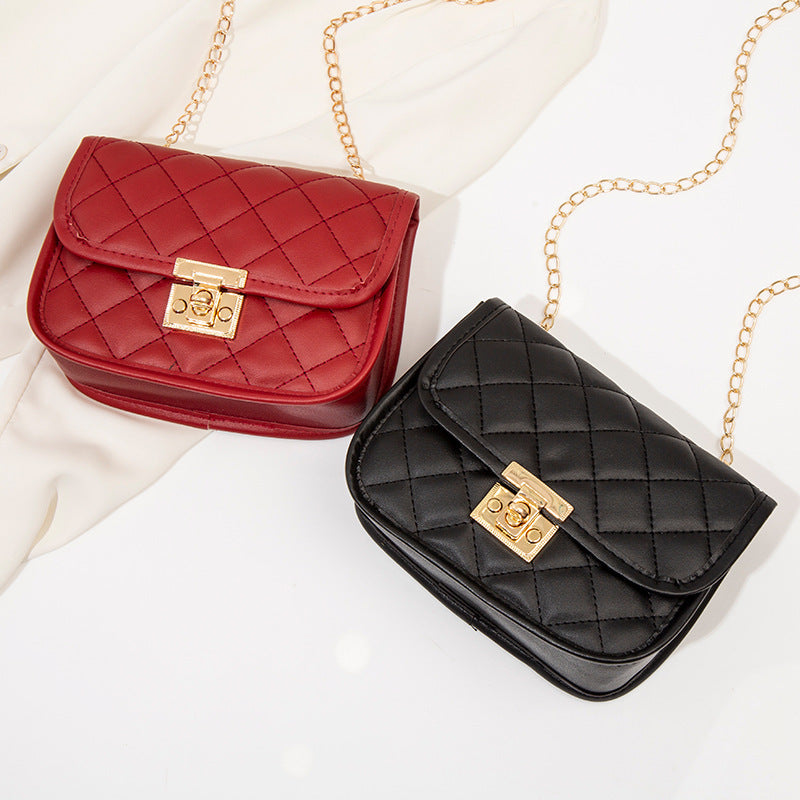 Small square embroidered diamond grid women's bag
