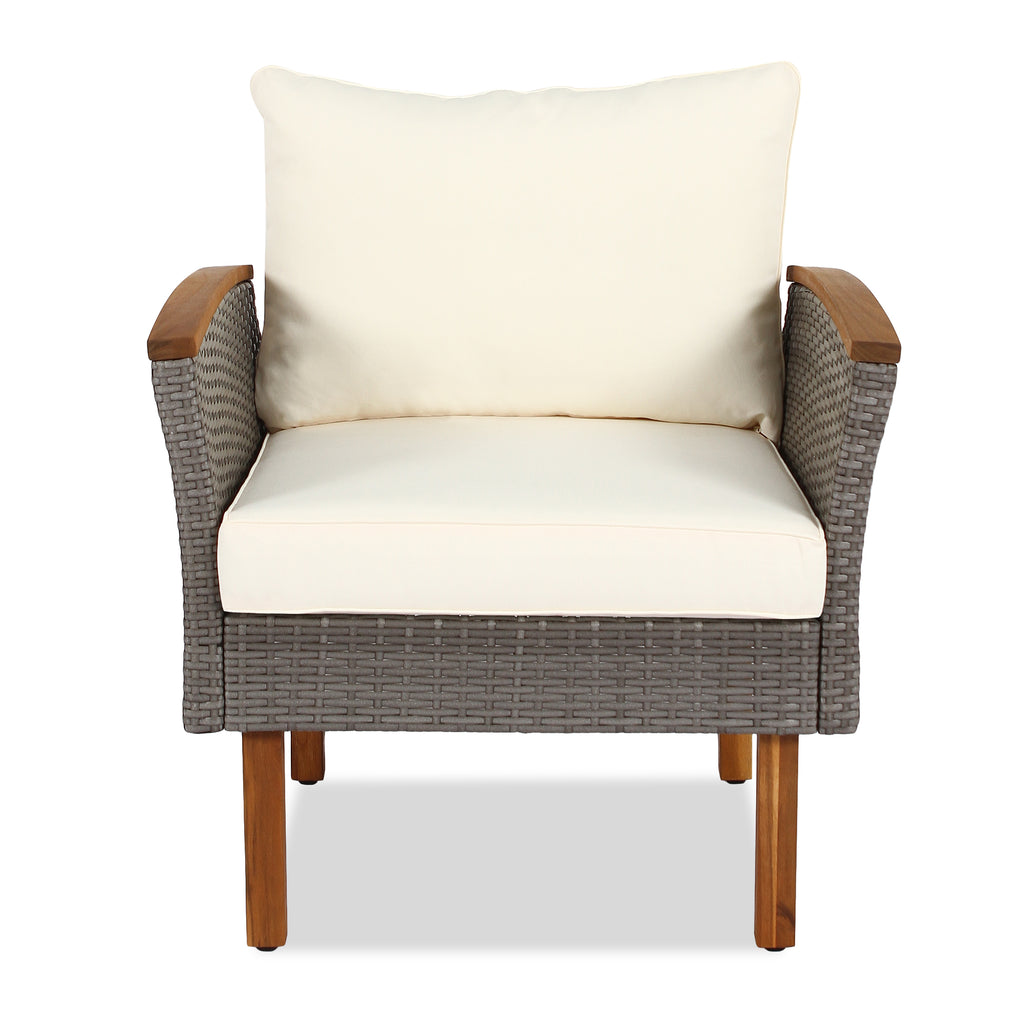 9-piece Patio rattan furniture set with Acacia...