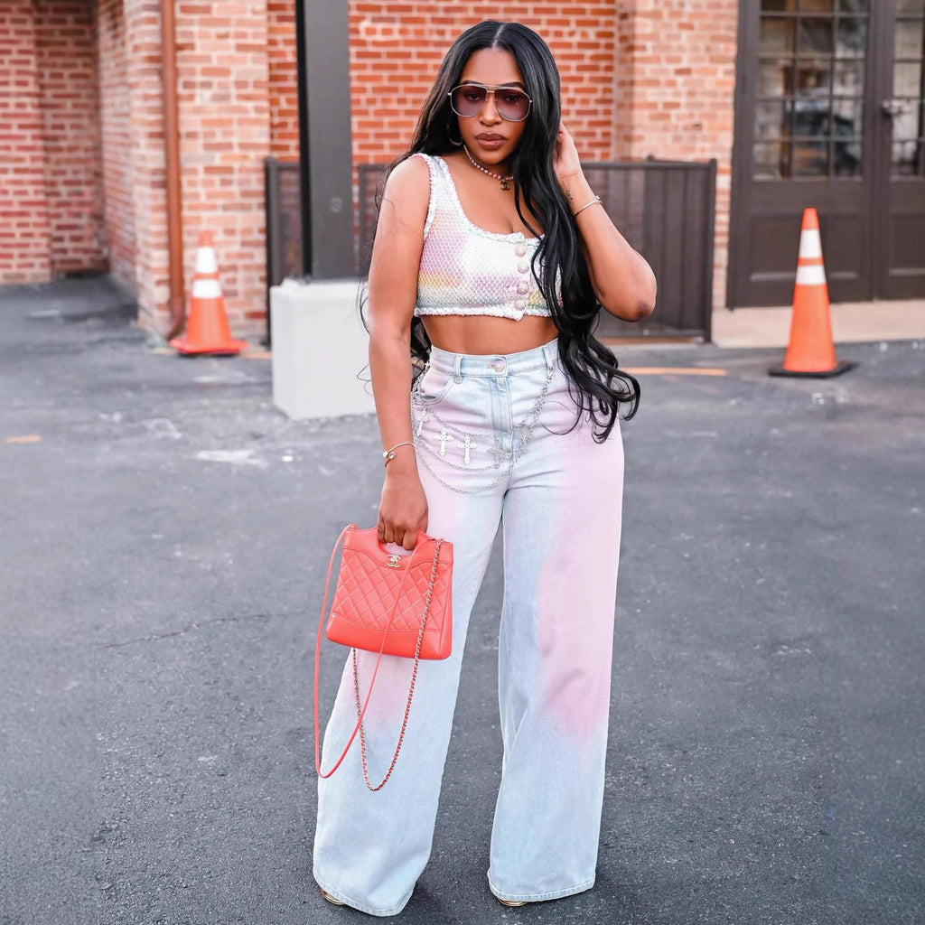Gradient Blush Denim Pants