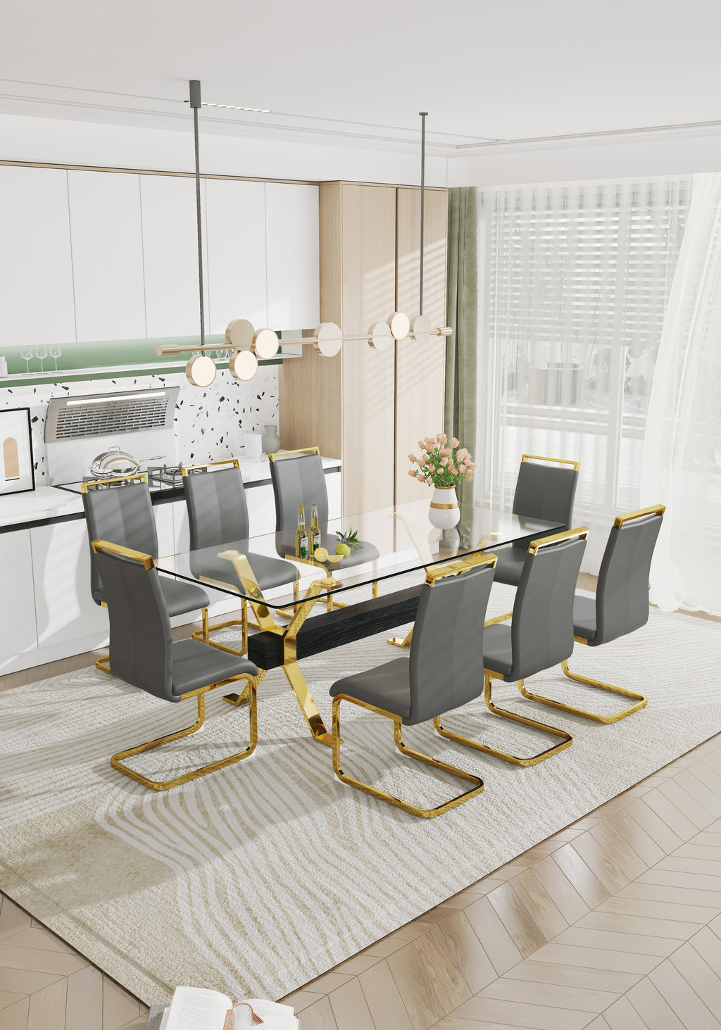 Dining table Modern tempered glass