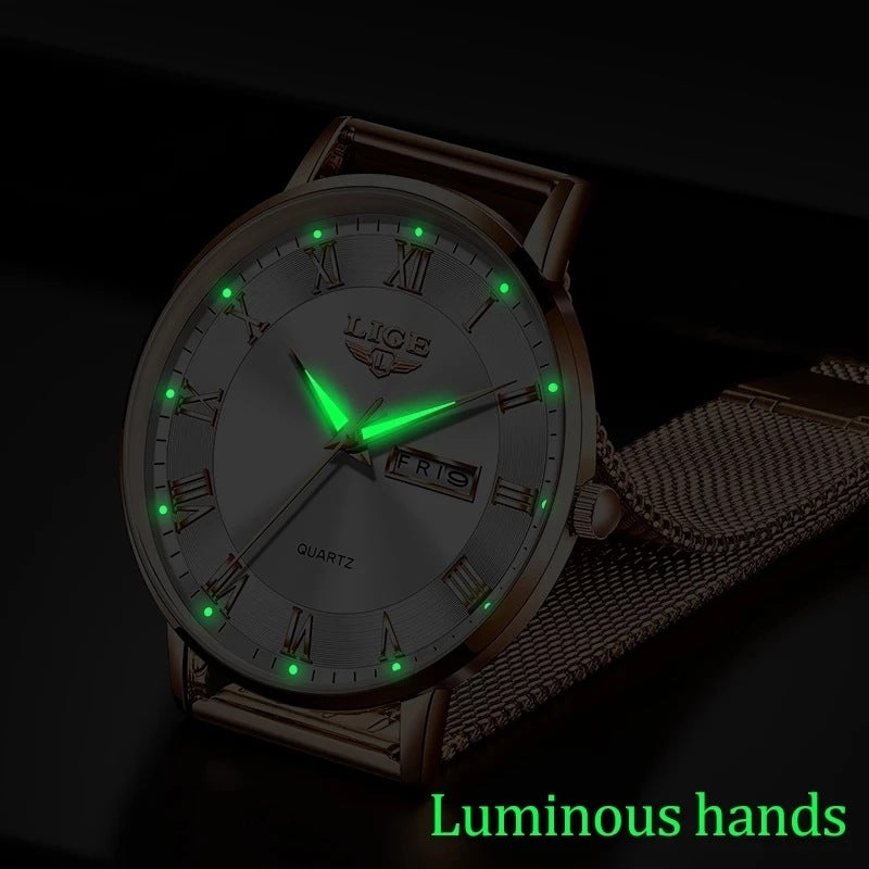 LIGE Ultra Thin Ladies Quartz Watch Classic