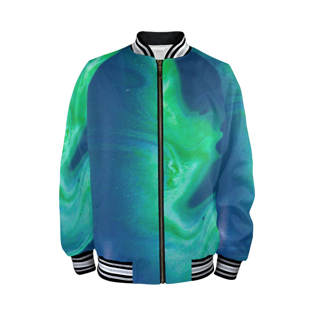 New Men's Striped Trim Bomber Jacket