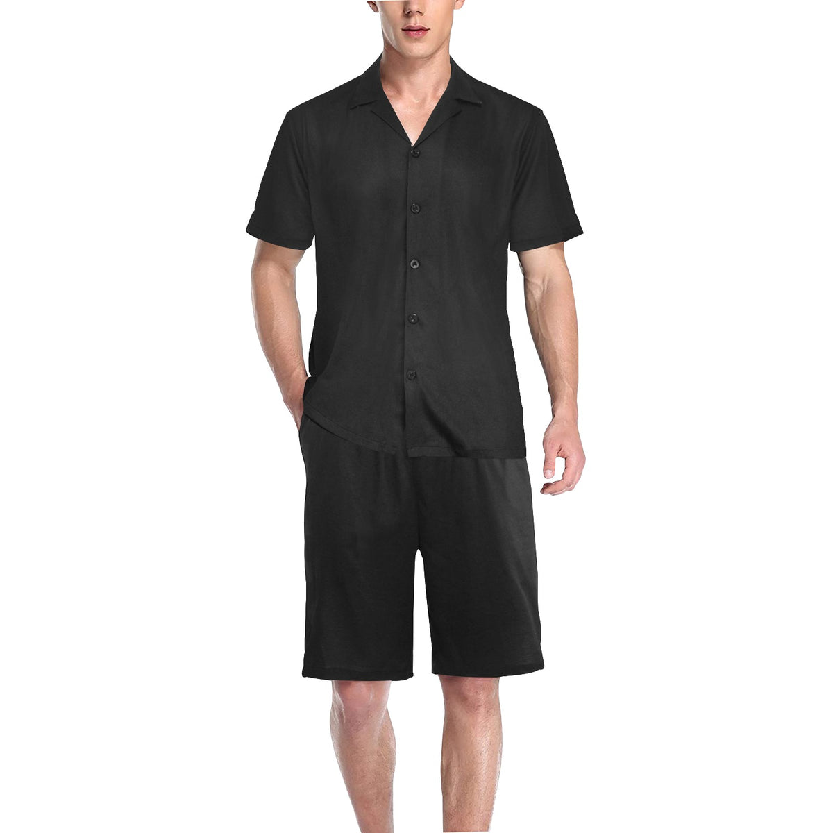 Conjunto de pijama corto con cuello en V para hombre (Sets 11)