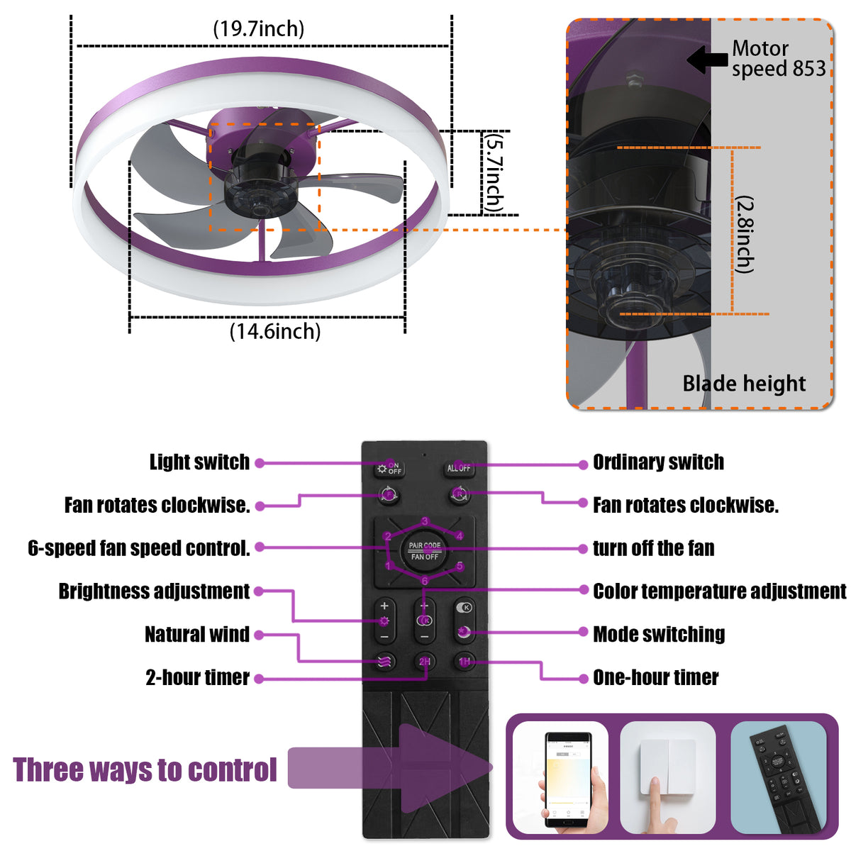 Ceiling Fans with Lights Dimmable...