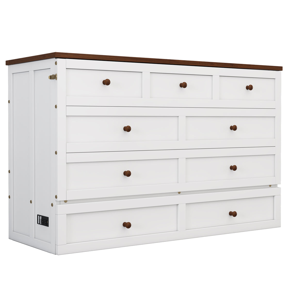 Solid Pine Murphy Bed Chest with Charging...