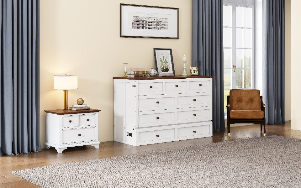 Solid Pine Murphy Bed Chest with Charging...