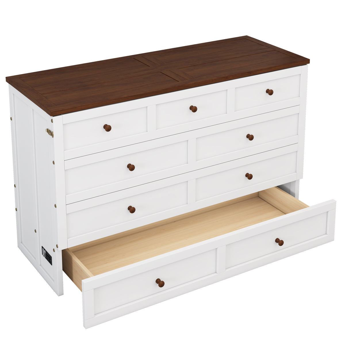 Solid Pine Murphy Bed Chest with Charging...