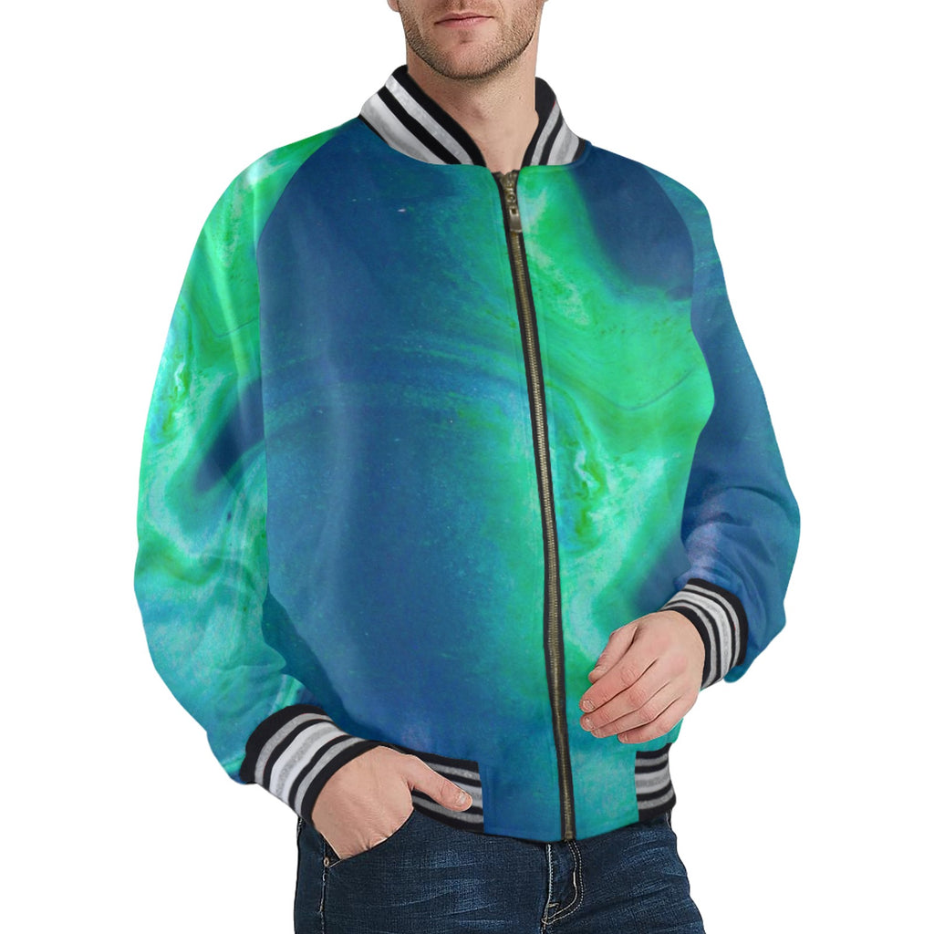New Men's Striped Trim Bomber Jacket