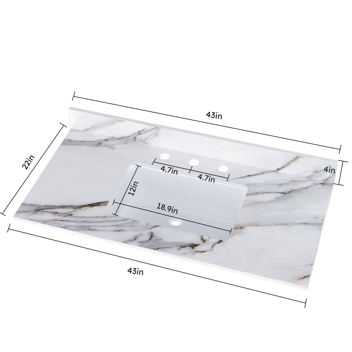 43 inch marble countertop with base...