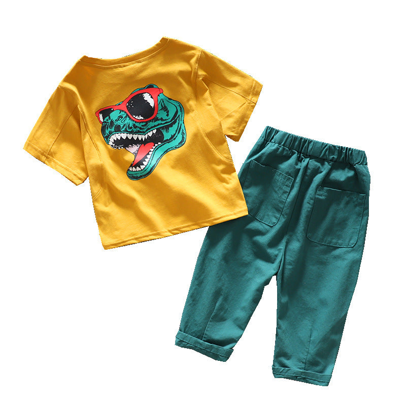 Conjunto de camiseta y pantalón corto para niño, ropa deportiva de dos piezas con dibujos animados para niños