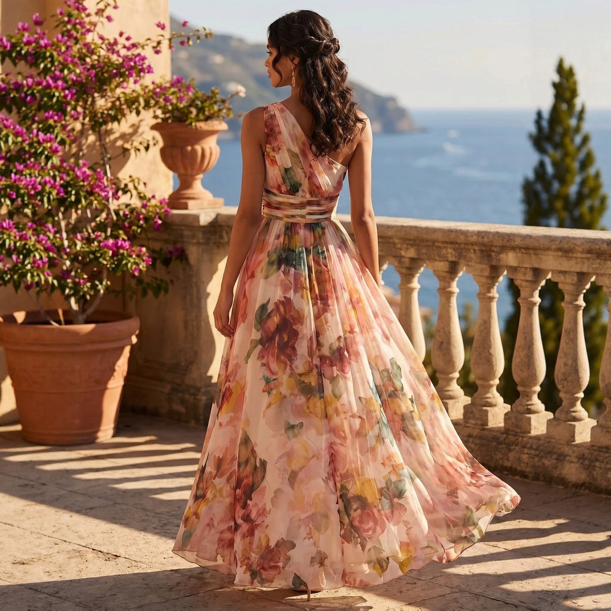 One Shoulder Beach Long Dress