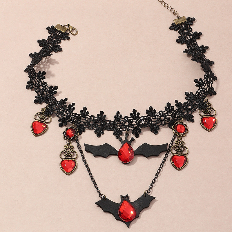 Halloween Bat Lace Necklace