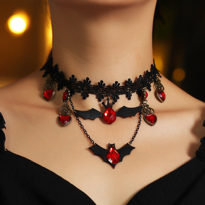 Halloween Bat Lace Necklace