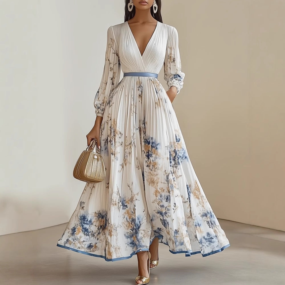 Robe longue à encolure en V