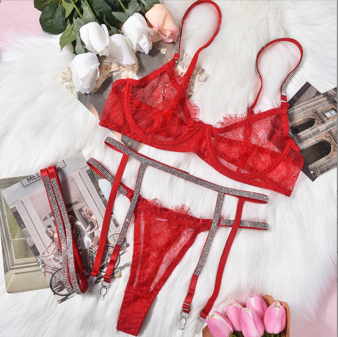 Eyelash Lace Lingerie Set (4-piece)