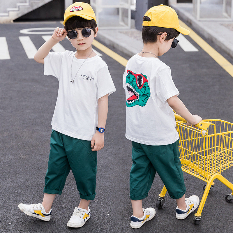Conjunto de camiseta y pantalón corto para niño, ropa deportiva de dos piezas con dibujos animados para niños