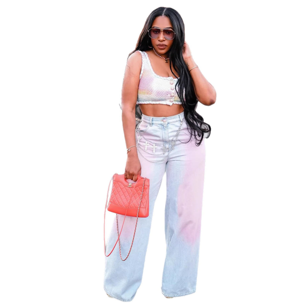 Gradient Blush Denim Pants