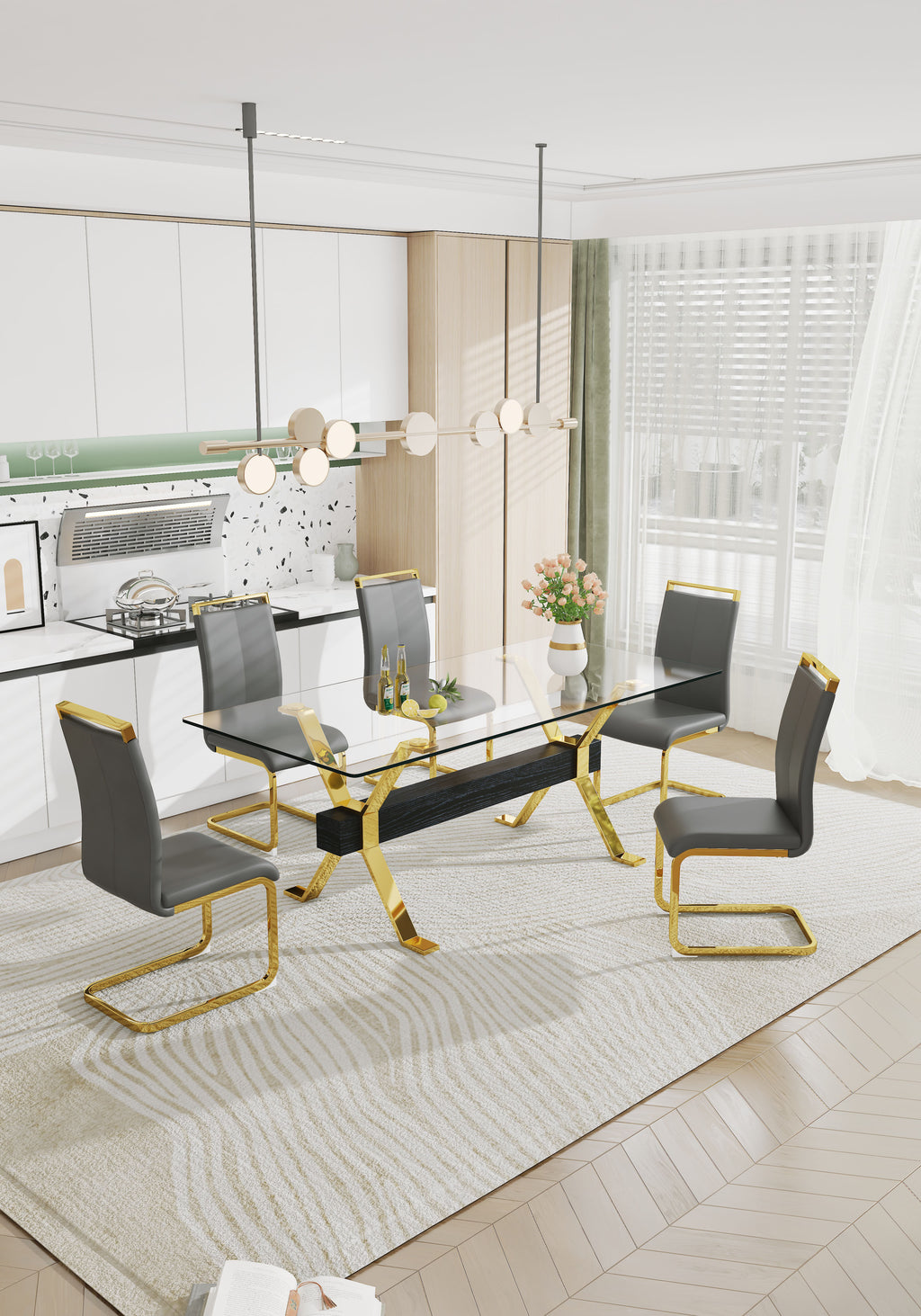Dining table Modern tempered glass