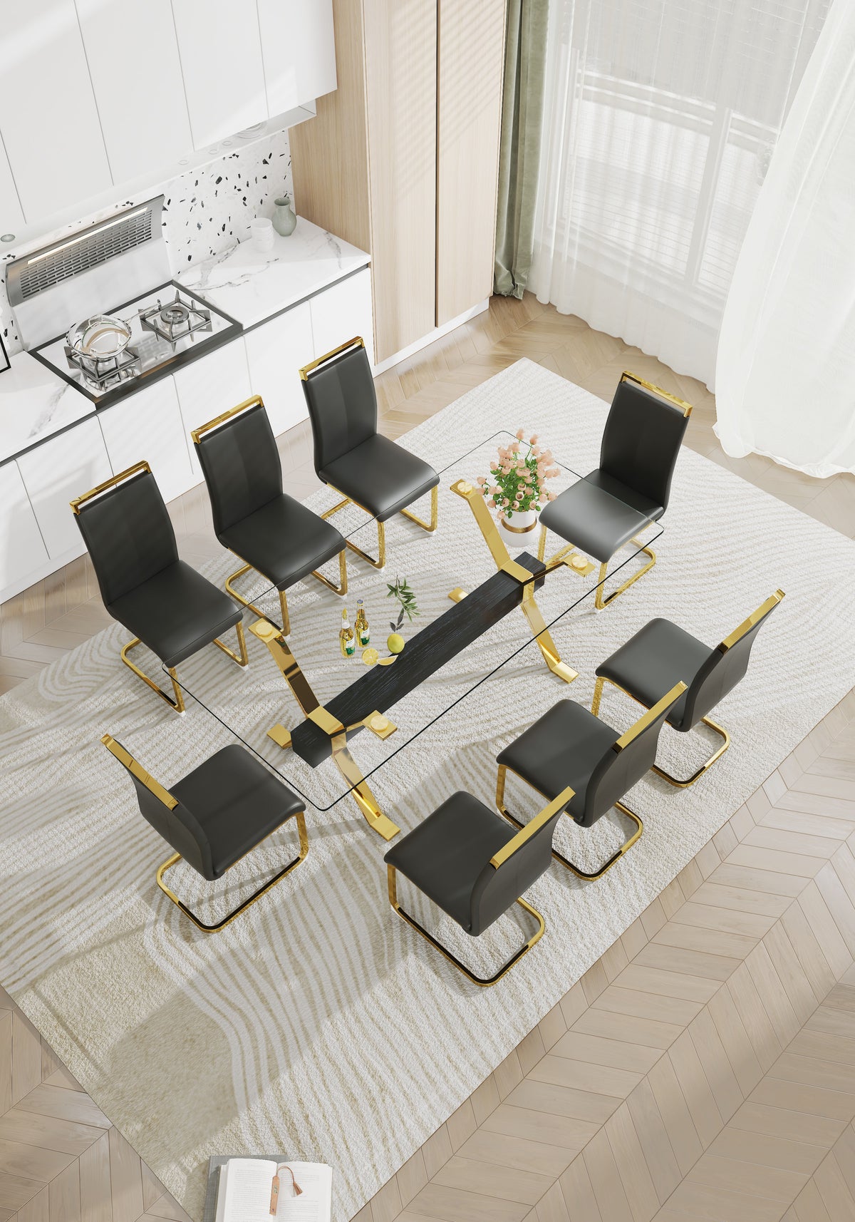 Dining table Modern tempered glass