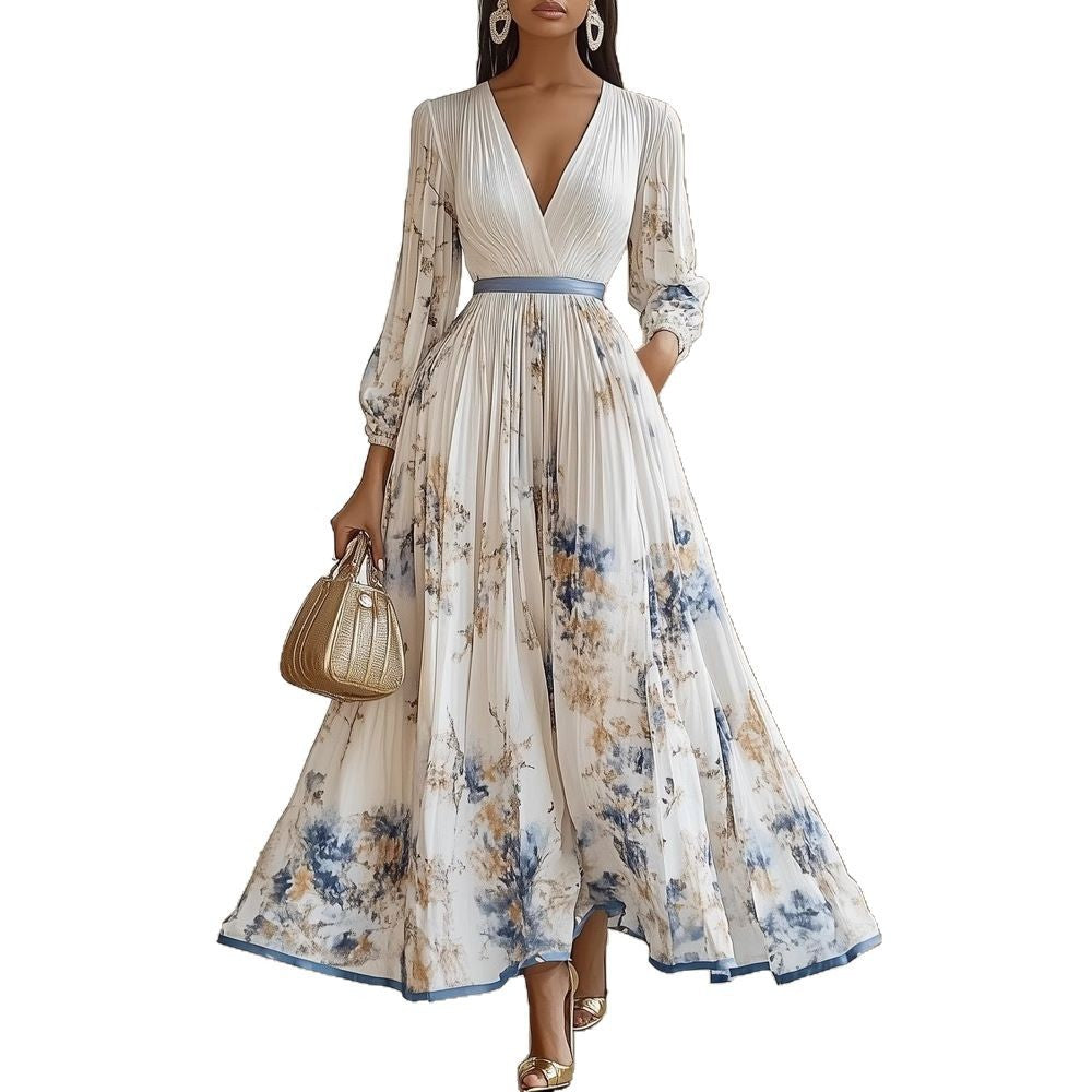 Robe longue à encolure en V
