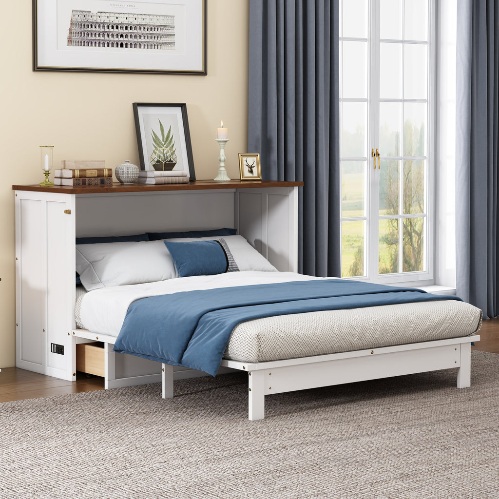 Solid Pine Murphy Bed Chest with Charging...