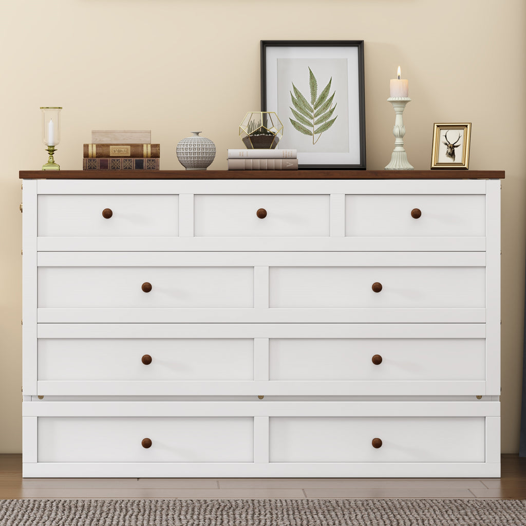 Solid Pine Murphy Bed Chest with Charging...