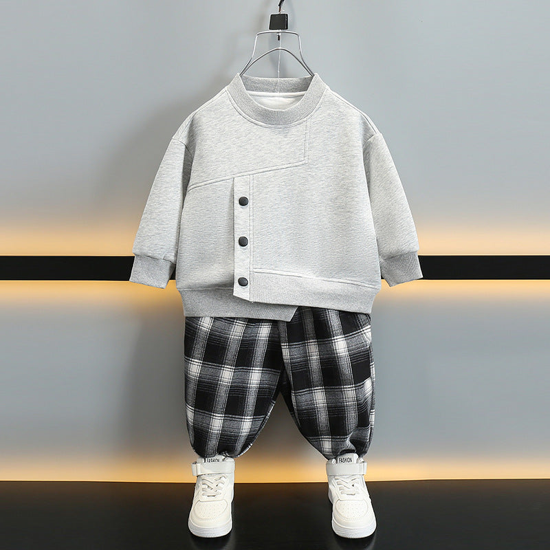 Boys Spring Autumn Casual Sweatshirt Set Two...