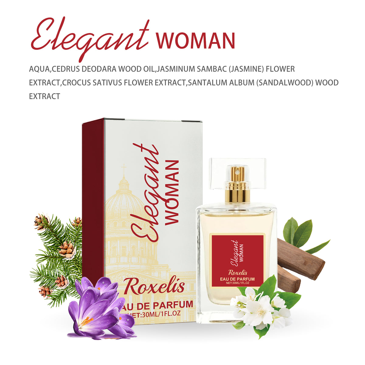 Elegant Woman Eau De Parfum, Natural Fresh Niche Light Elegant Flower Fruit Fragrance, Lasting Fragrance for Wrist and Behind Ear, Dating Atmosphere Perfume