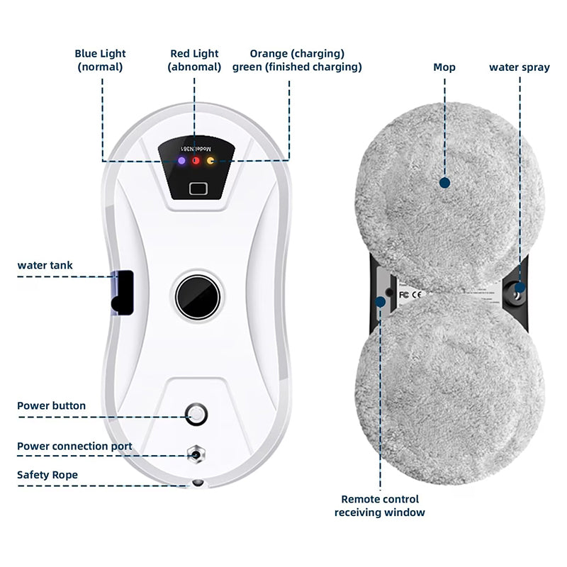 Robot limpiacristales inteligente de 5600 Pa, limpiador de cristales automático ultrafino con mando a distancia para el hogar y la oficina