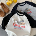 Camiseta base de terciopelo de manga larga y cuello redondo con inserción en el hombro para niños