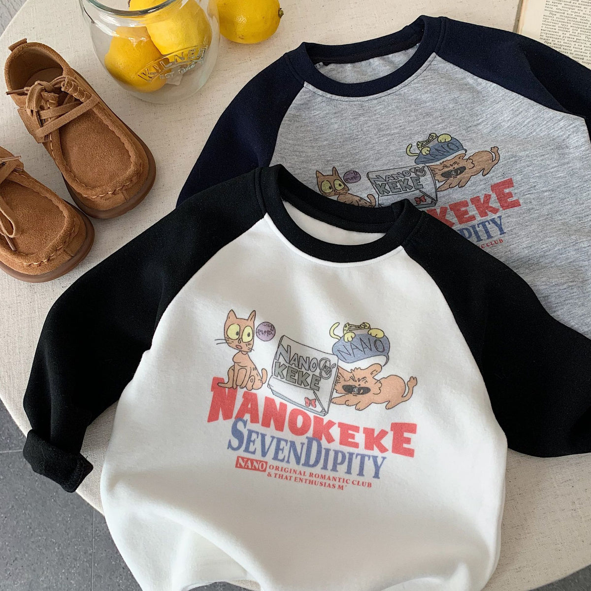 Camiseta base de terciopelo de manga larga y cuello redondo con inserción en el hombro para niños