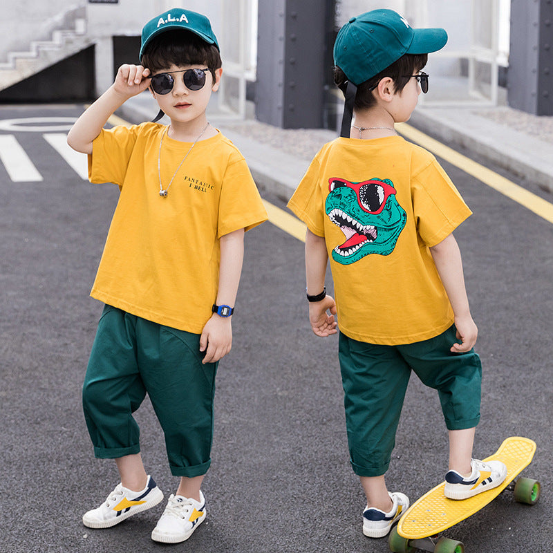 Conjunto de camiseta y pantalón corto para niño, ropa deportiva de dos piezas con dibujos animados para niños