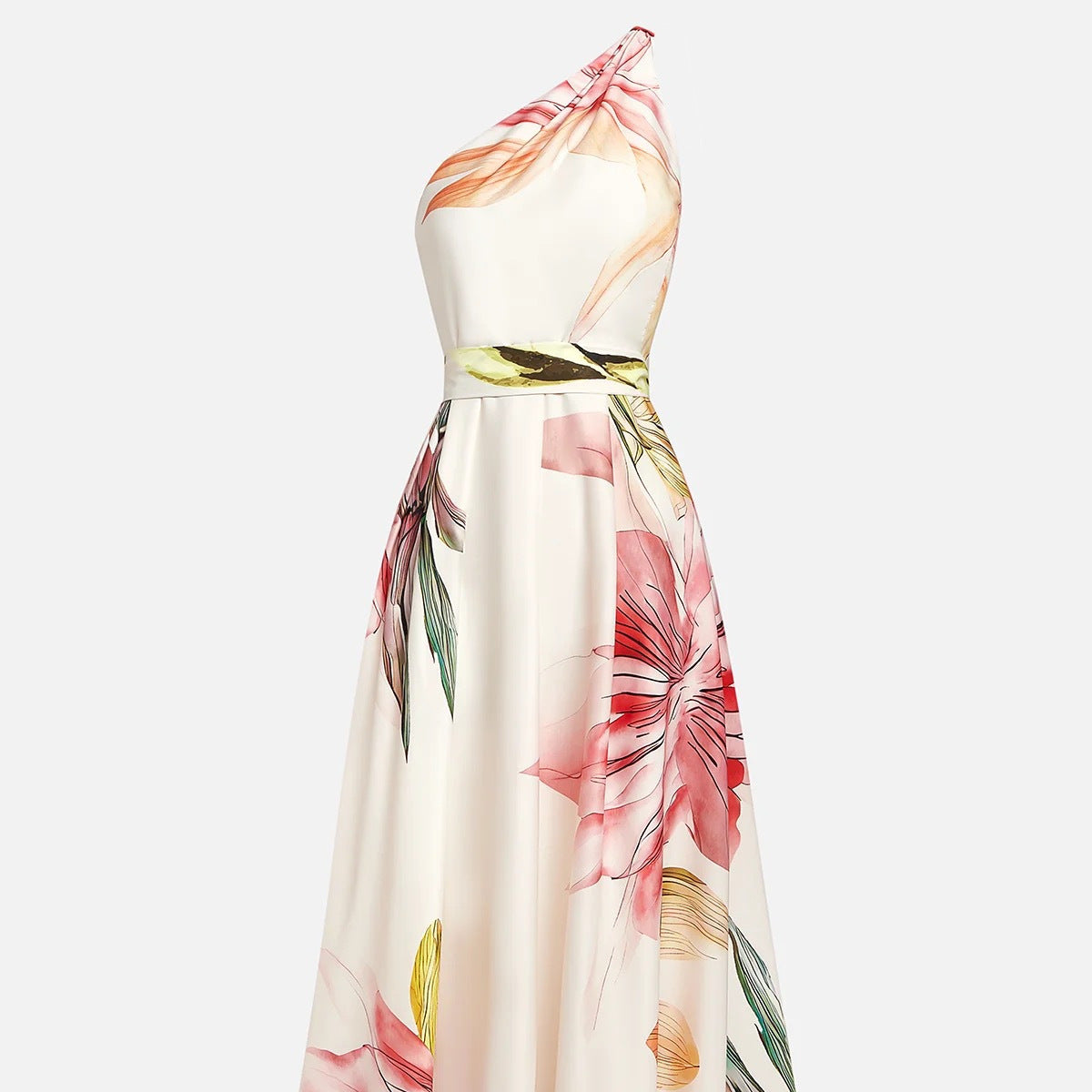 Robe longue asymétrique à une épaule