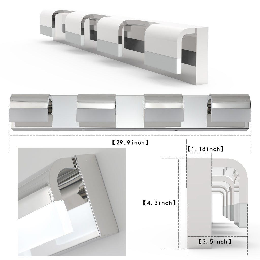 Modern Bathroom Vanity Lighting 4-Light LED...