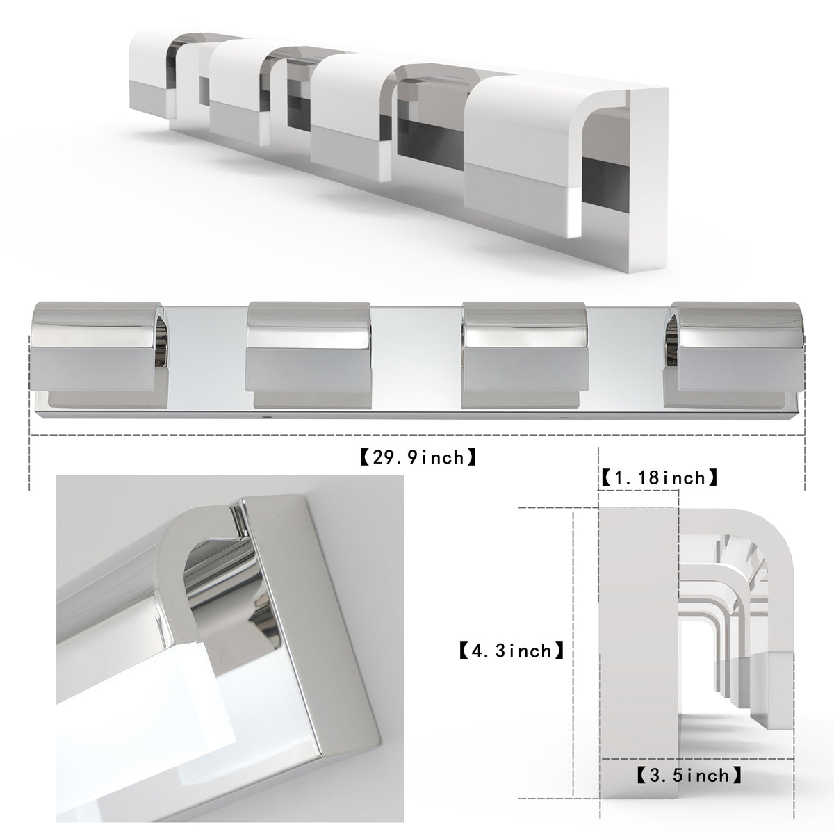 Modern Bathroom Vanity Lighting 4-Light LED...