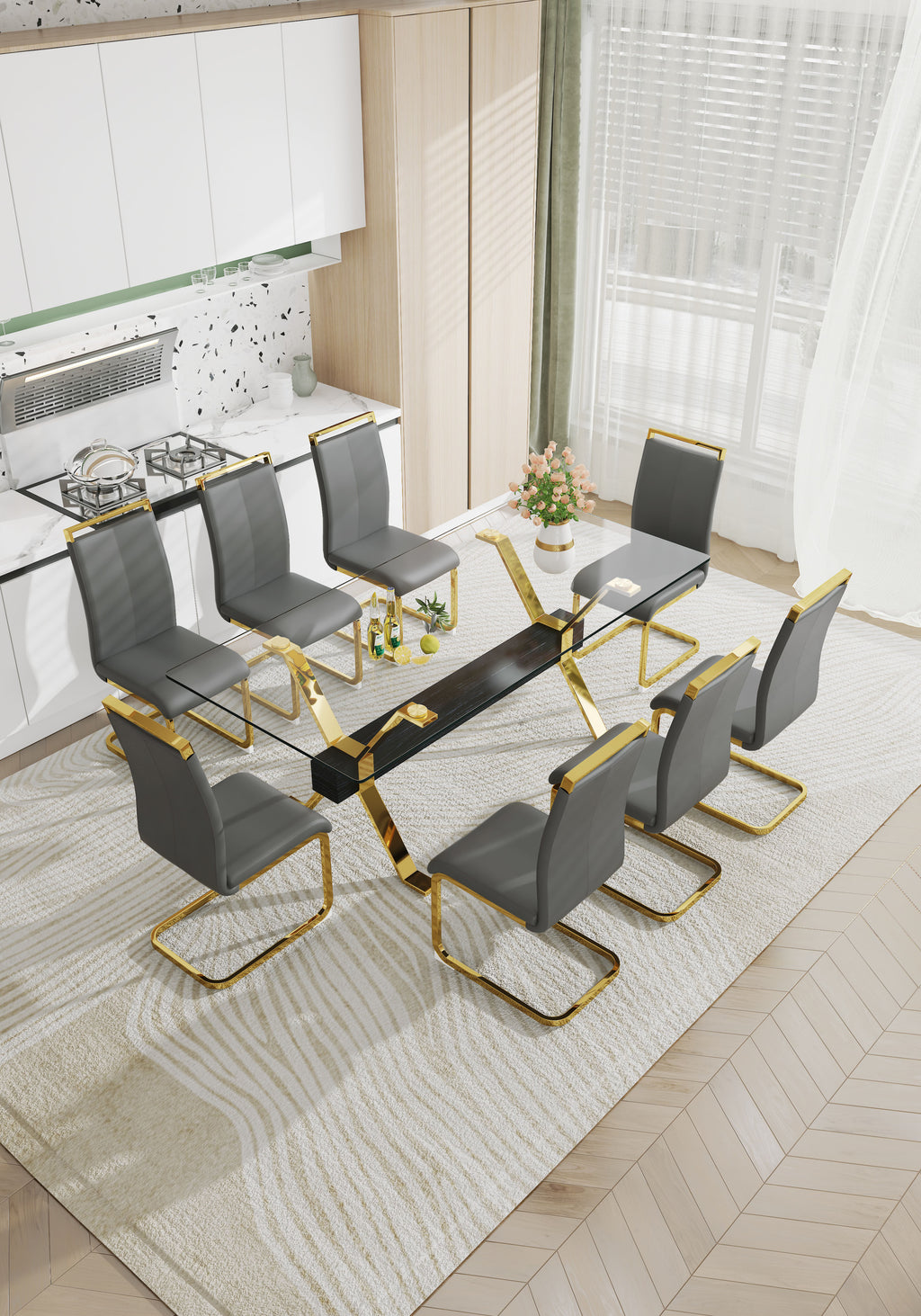 Dining table Modern tempered glass