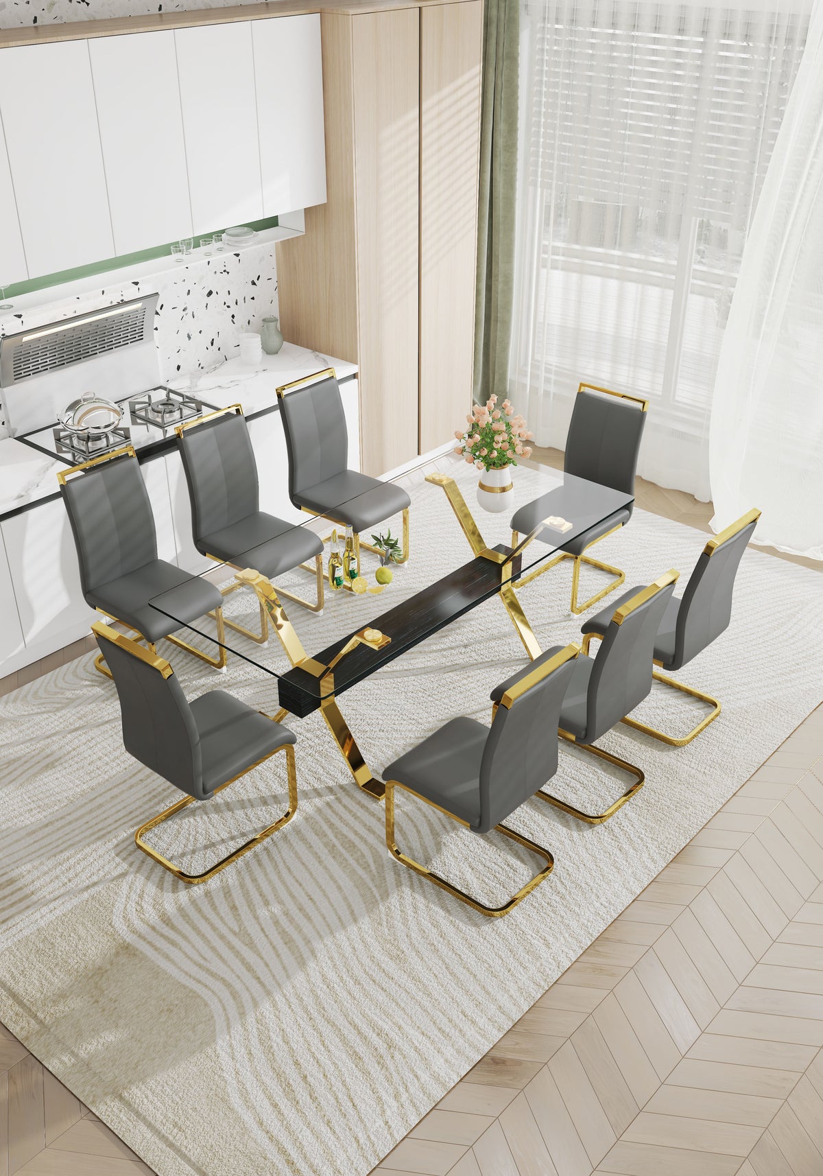 Dining table Modern tempered glass