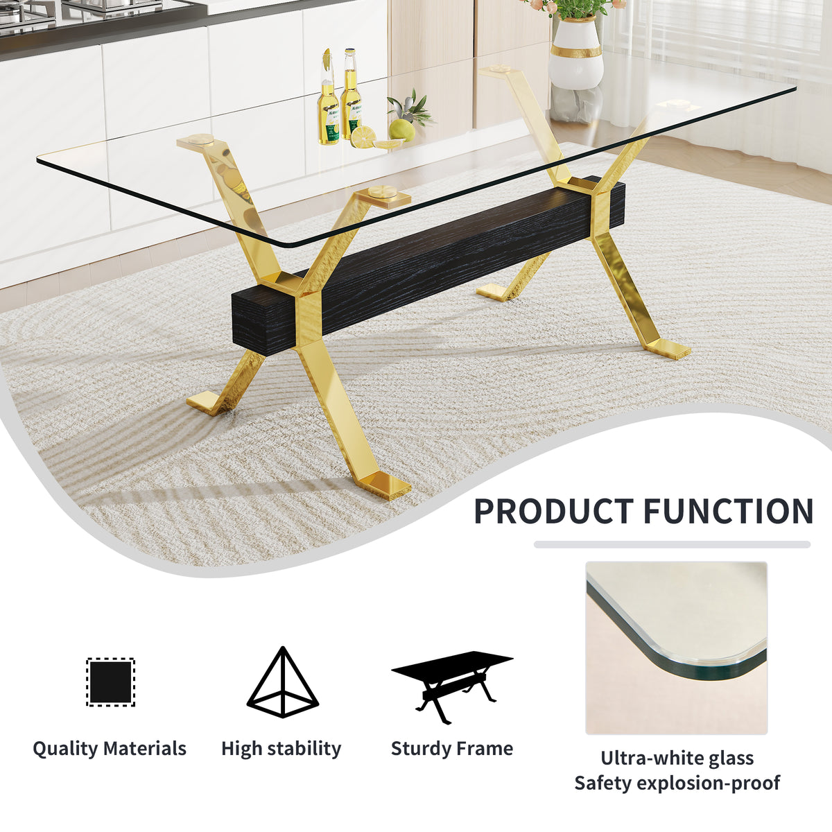 Dining table Modern tempered glass