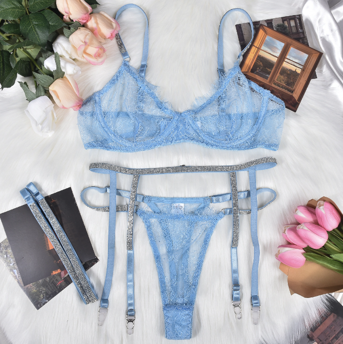 Eyelash Lace Lingerie Set (4-piece)