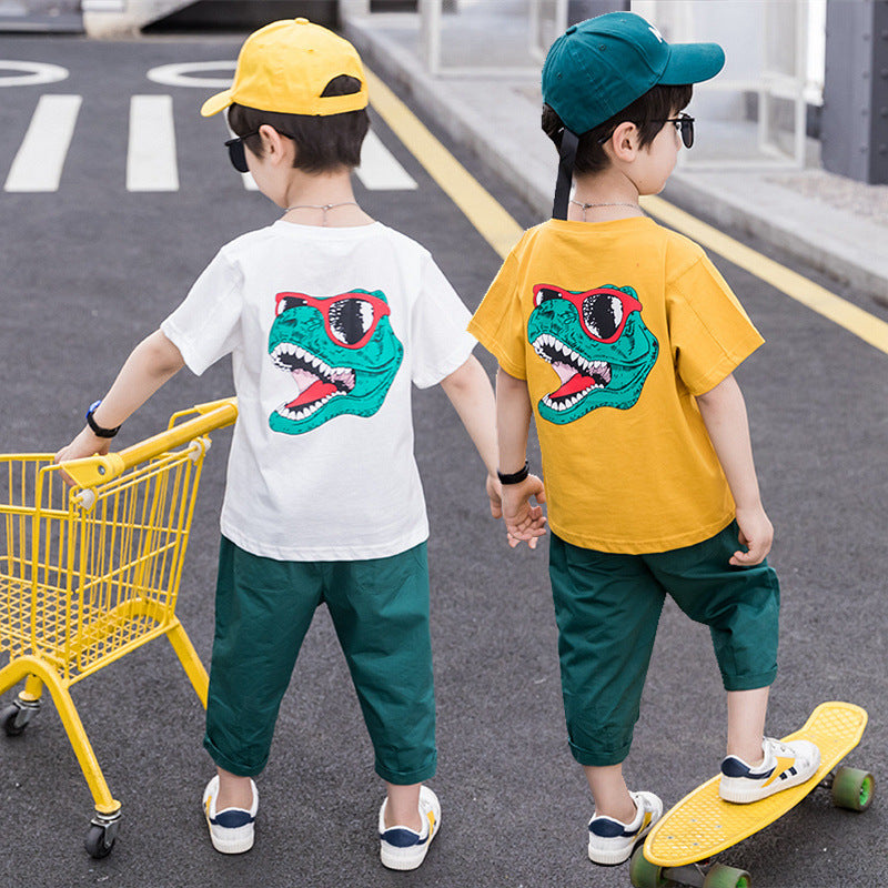 Conjunto de camiseta y pantalón corto para niño, ropa deportiva de dos piezas con dibujos animados para niños